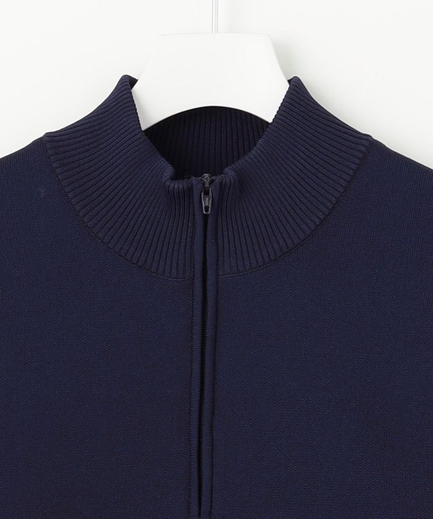 23区GOLF 【MEN】【 蓄熱裏地付き/ウォッシャブル】ロゴ ダブルジャガードニット ネイビー系