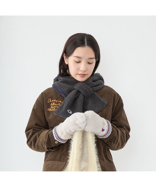 林八百吉商店 Champion　シープボアフーディーマフラー ブラック