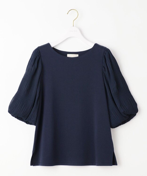 ANY SIS S 【洗える】マジョリカスリーブ プルオーバー ネイビー