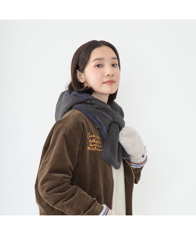 林八百吉商店 Champion　シープボアフーディーマフラー ブラック