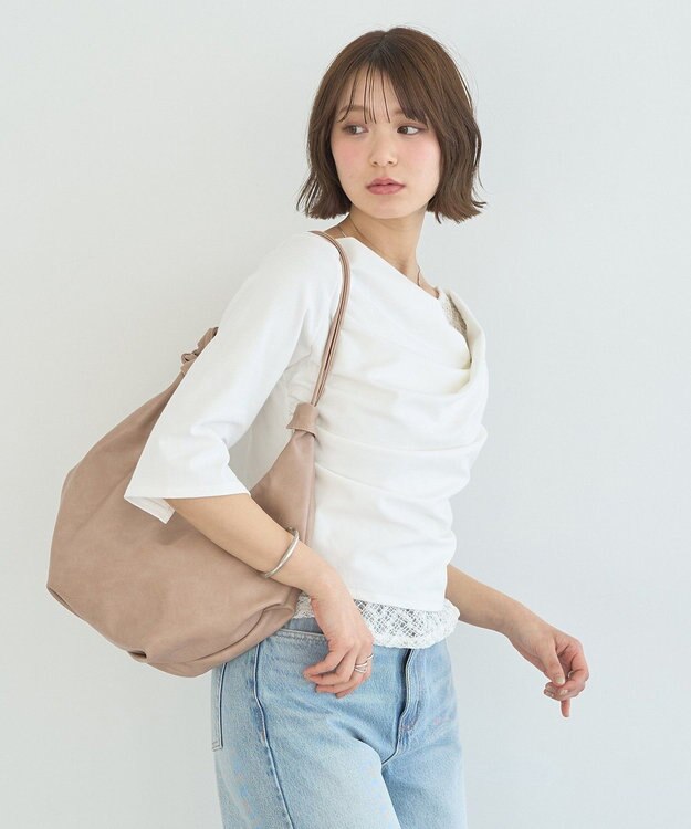 earth music&ecology レースレイヤードドレーププルオーバー Off White