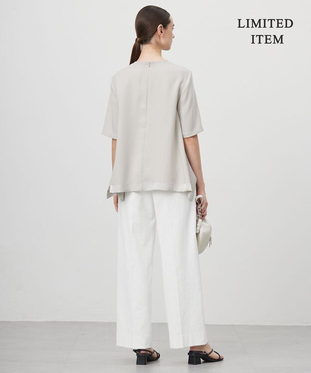 ICB L 【WEB限定・UVケア・速乾・洗える】 FluidBackSatin  Tブラウス トープ系