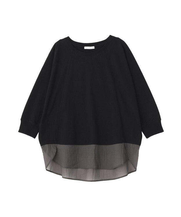 Green Parks 七分袖ドルマン裏毛シアードッキングプルオー Black