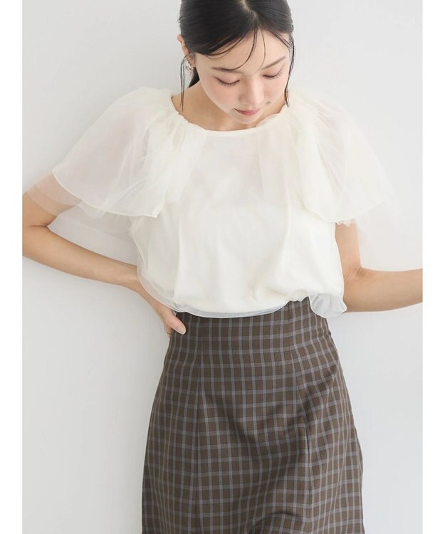 earth music&ecology チュールレイヤードプルオーバー Ivory