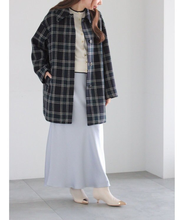 Te chichi メタルスクエア釦クルーネックカーディガン オフホワイト