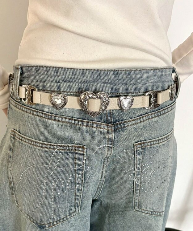 WEGO Lハートコンチョデザインベルト オフホワイト