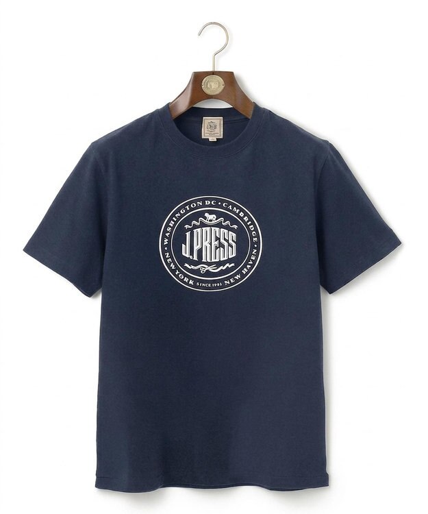 J.PRESS MEN 新色追加【着回し抜群】オーバルロゴ Tシャツ ネイビー系