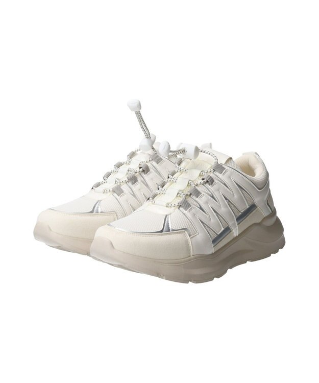 Bridget Birkin 【PARADIS COULEUR】異素材コンビワントーンスニーカー ホワイトコンビ