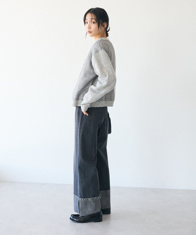 CRAFT STANDARD BOUTIQUE チュールドッキングニットカーディガン Gray