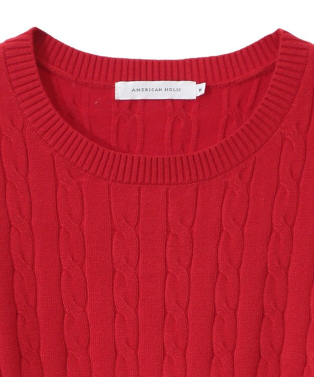 AMERICAN HOLIC バイパチケーブルニットプルオーバー Red