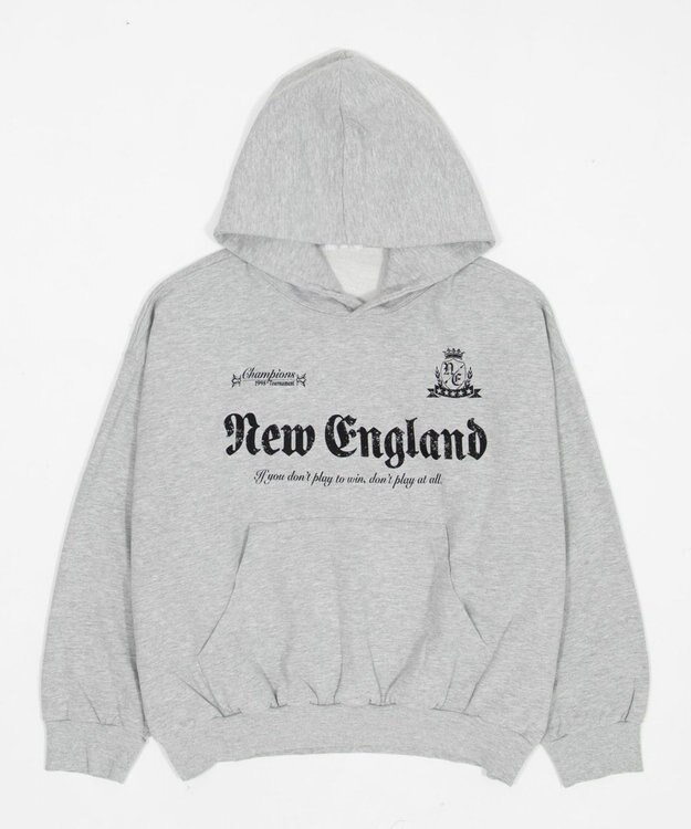 WEGO グラフィックバルーンクロップドプルパーカー 杢グレー