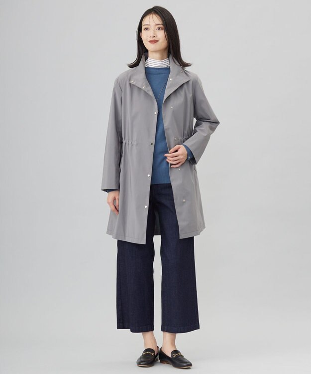 J.PRESS LADIES 【洗える】SOFT TOUCH WOOL 立ち襟 ニット ダルブルー系