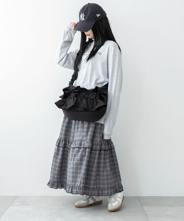 WEGO フリルドロストギャザーショルダー ブラック