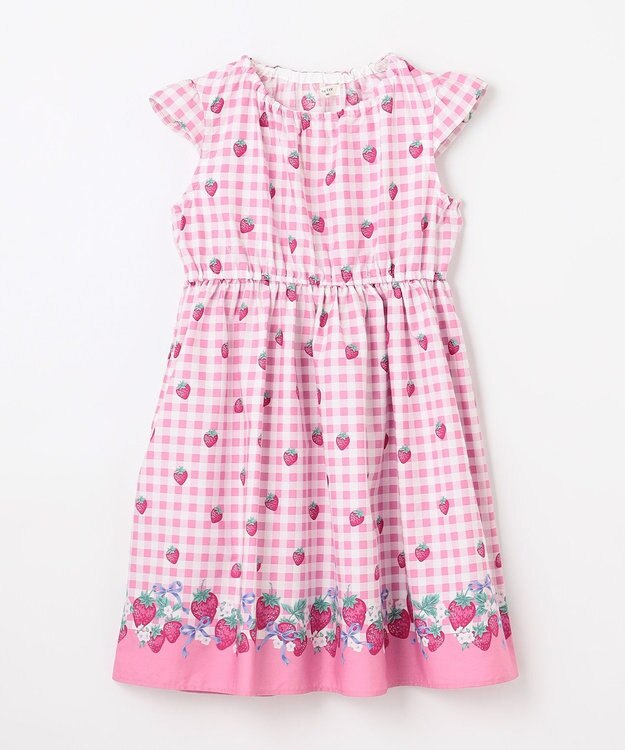 ANY KIDS 総柄 サマーワンピース ピンク×イチゴ