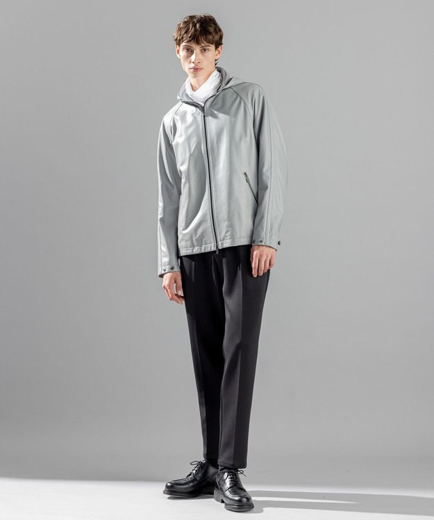 JOSEPH HOMME ライトラムナッパレザー　フードブルゾン ライトグレー系