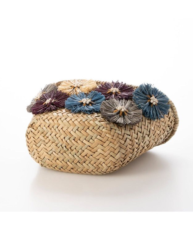 UNBILLION カシュカシュ cachecache / ラフィアフラワー付カゴバッグ ミックス