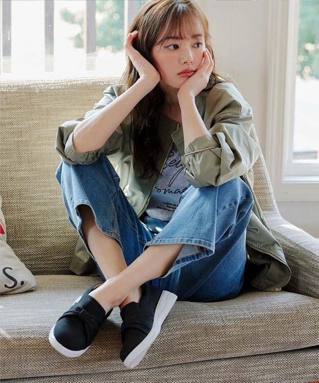 Tiaclasse 【安田美沙子さん着用】キャンバスリボンスリッポン ブラック