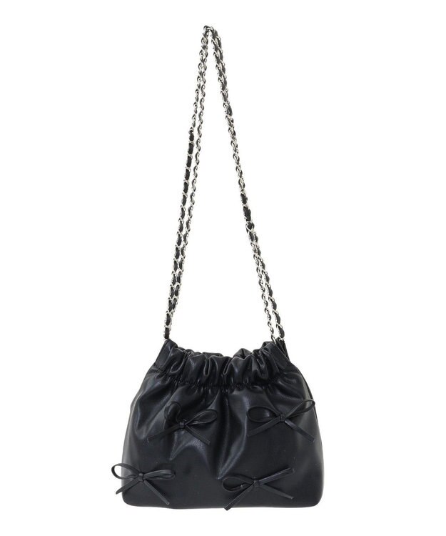 Green Parks ・ＱＵＯＮ　リボンチェーン巾着 Black