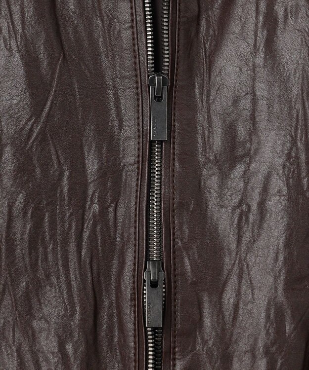 JOSEPH HOMME 【洗い加工】シュリンクエアレザー 　シングルライダースジャケット ダークブラウン系