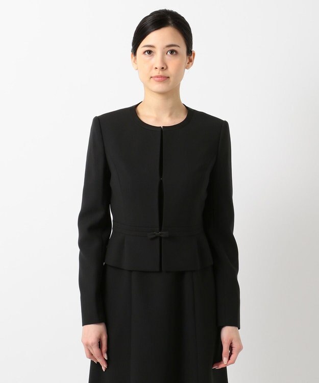 組曲 NOIR 【洗える】ウォッシャブルストレッチバーズアイ　ジャケット＋ワンピース ブラック系