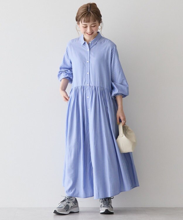 AMERICAN HOLIC サラックールアソートギャザーワンピース Stripe Blue