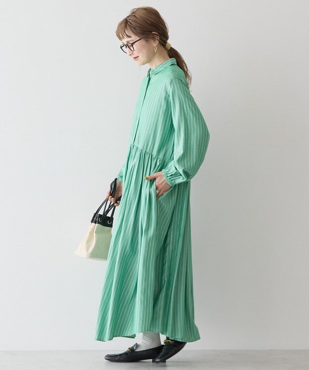 AMERICAN HOLIC サラックールアソートギャザーワンピース Stripe Green