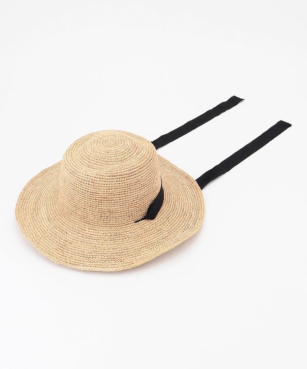 23区 ラフィアリボン ハット ベージュ系