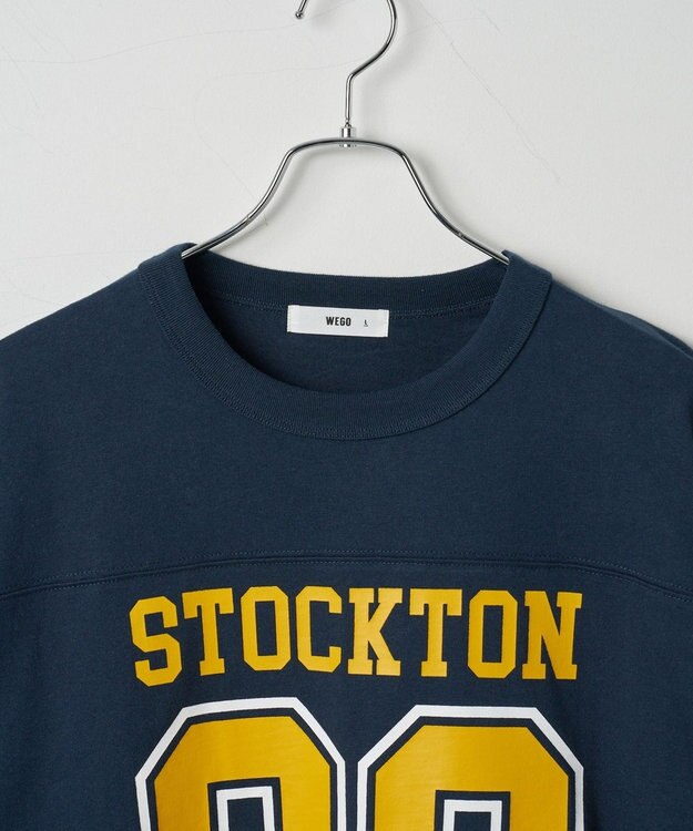 WEGO 【ユニセックス着用ITEM/手洗い可/MLサイズ】フットボールBIG　T（S） ネイビー