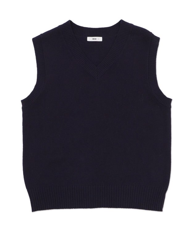 WEGO 【SCHOOLITEM】無地ニットベスト ネイビー