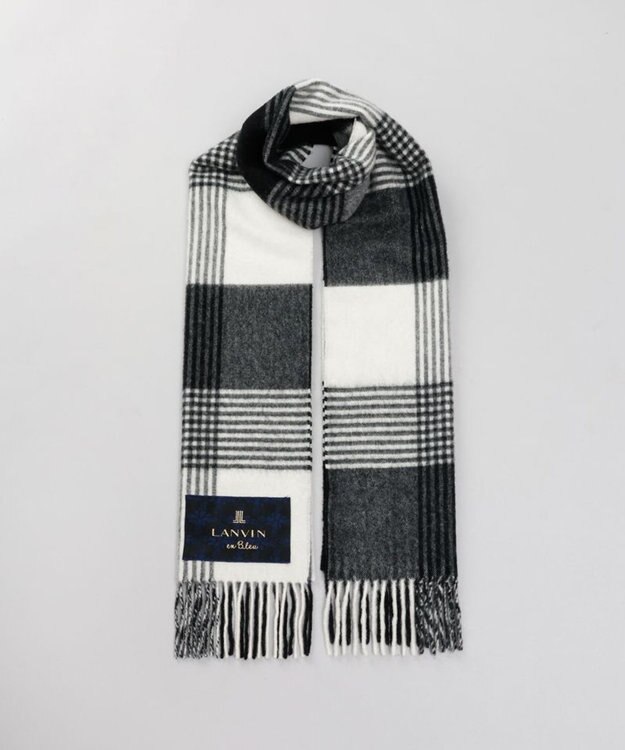 AURORA 【 LANVIN en Bleu （ランバン オン ブルー）】ウールチェックマフラー ブラック