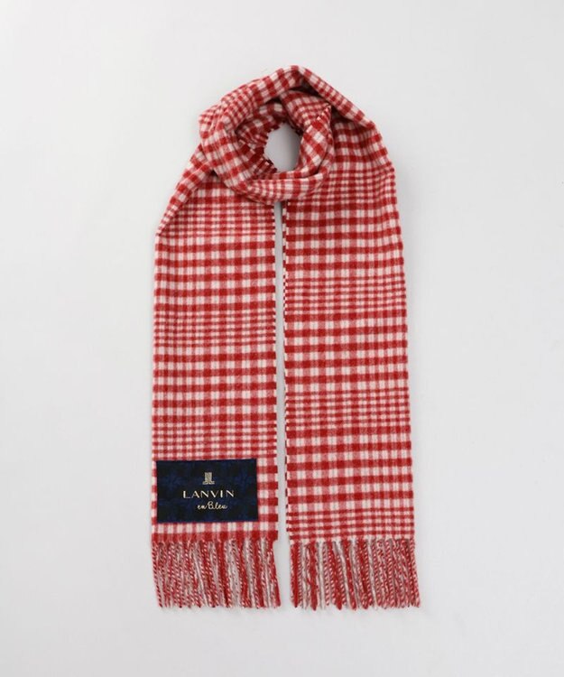 AURORA 【 LANVIN en Bleu （ランバン オン ブルー）】ウールチェックマフラー ワイン
