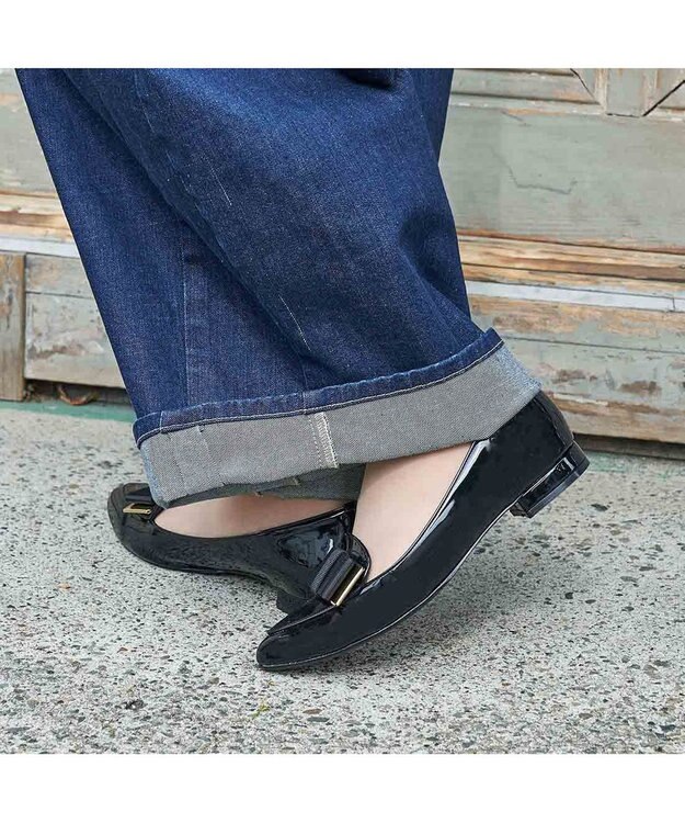 ing <ing>【WEB限定】【レイン対応】リボンモチーフフラットパンプス ブラック