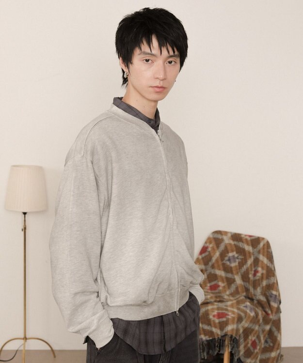 WEGO ブラストダブルZIPスウェットカーディガン 杢グレー