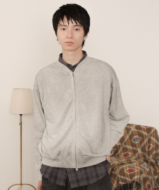 WEGO ブラストダブルZIPスウェットカーディガン 杢グレー