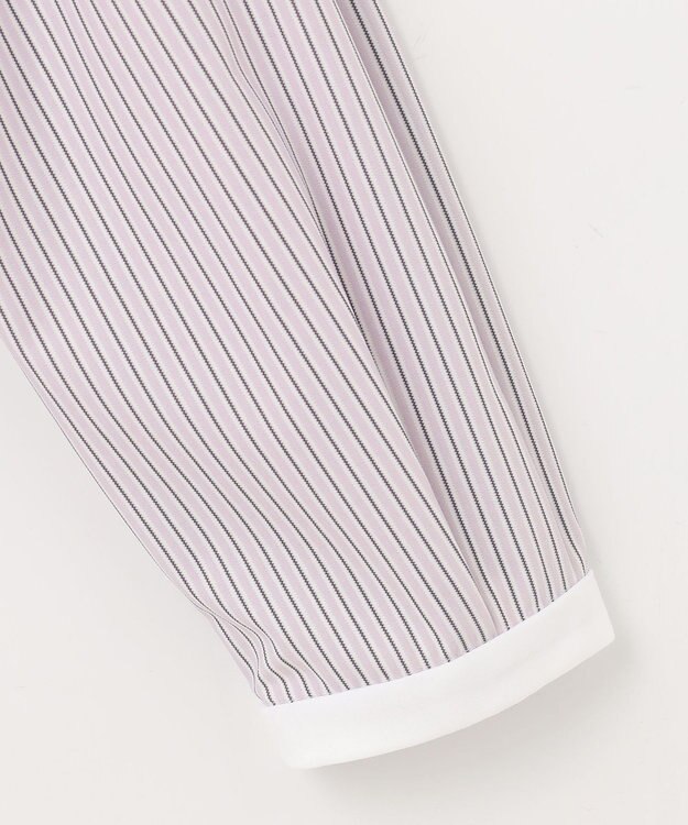 J.PRESS LADIES L ストライプジャージー カットソー ふじ色系1