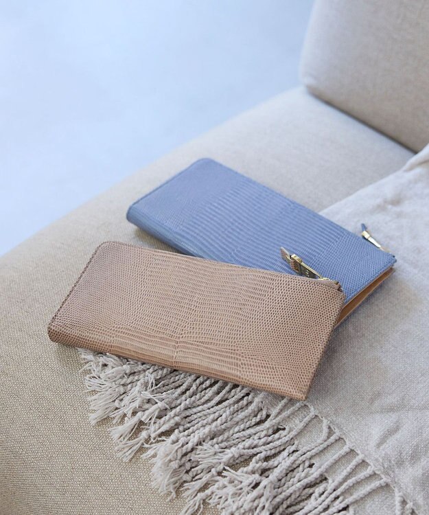 TOPKAPI 【TOPKAPI】イタリアンレザー リザード型押し Lファスナー長財布マチ付き LUCIA ルチア グレージュ