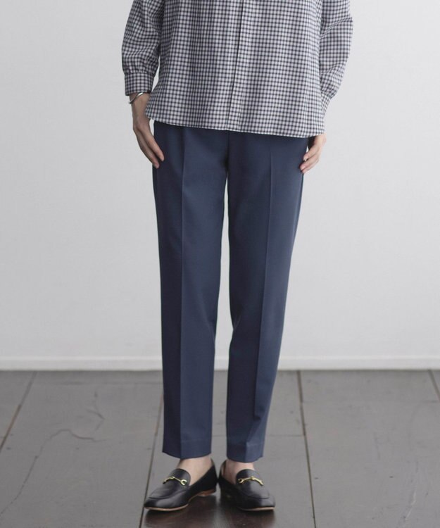 J.PRESS LADIES T/Rアルガンシルク テーパード パンツ ダルブルー系