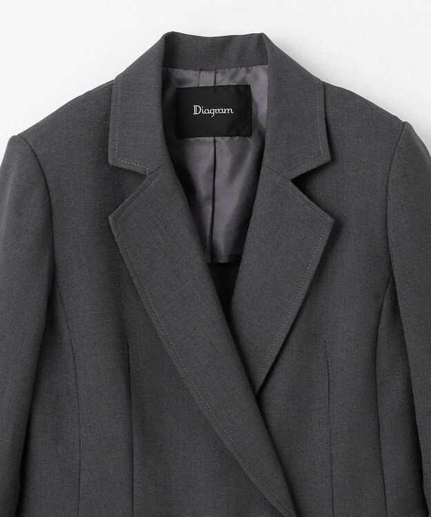 GRACE CONTINENTAL 麻調バックギャザージャケット グレー