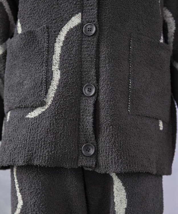 Tiaclasse ふわもちニュアンス配色ニットカーディガン チャコールグレー