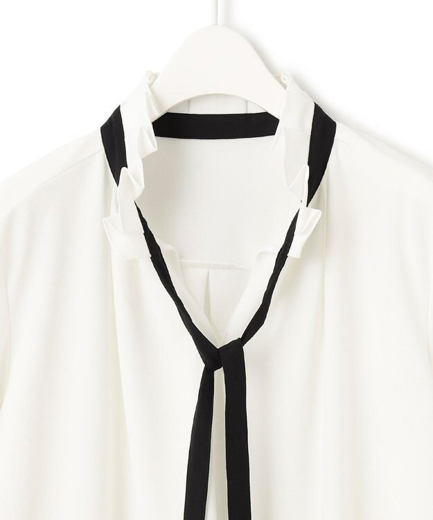 ICB 【洗える】マラボーテジョーゼット デザインカットソー オフホワイト系