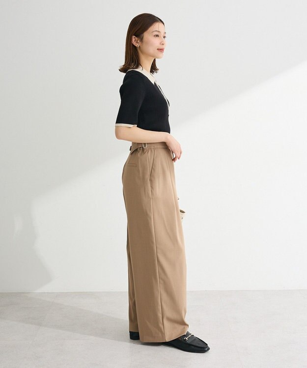 Green Parks 配色ニットポロ Black