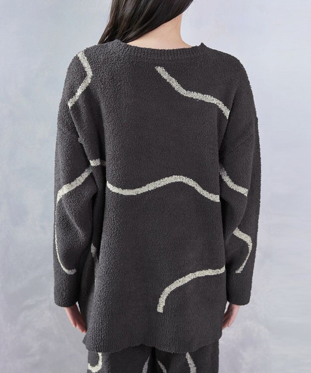 Tiaclasse ふわもちニュアンス配色ニットカーディガン チャコールグレー