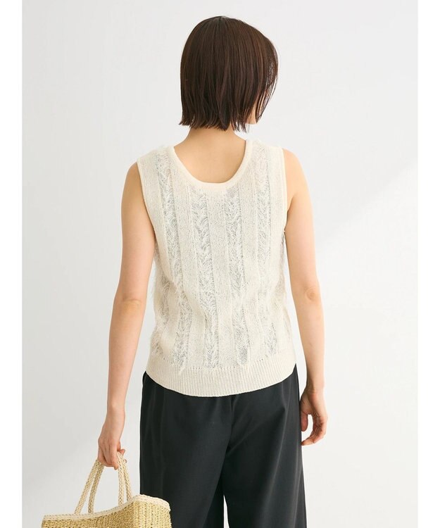 Green Parks フリンジニットベスト White