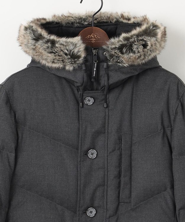 JOSEPH ABBOUD MOUNTAIN 【ECOファー/9ポケット/ホワイトグース/ユニセックス】ウールライクアウトドア ダウンコート グレー系