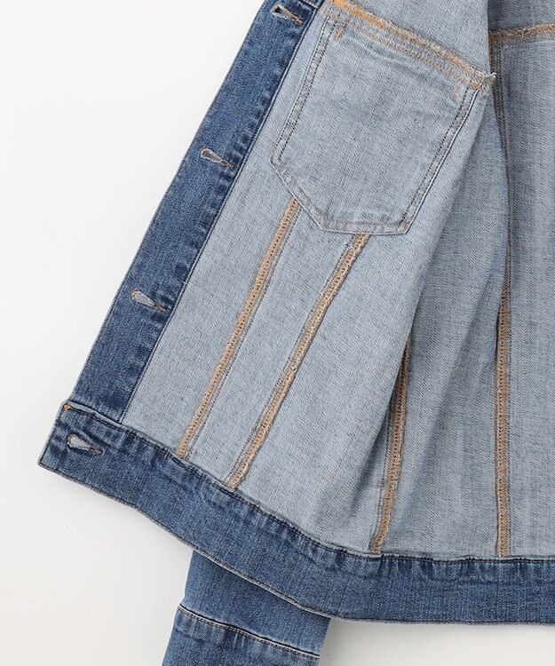 ANY 【洗濯機可能・ストレッチ】ノーカラー デニムジャケット フェードインディゴ