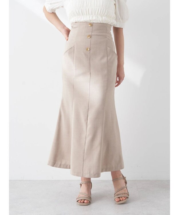 earth music&ecology フロントボタンマーメイドスカート Beige