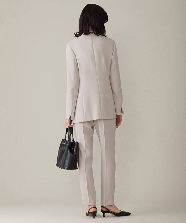 自由区 L 【セットアップ対応・洗える】トリアセダブルクロステーラード ジャケット ライトグレー系