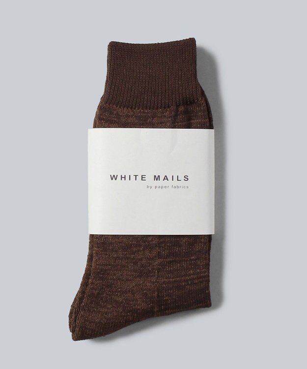 WHITE MAILS PAPER PILE ミドルゲージソックス チャ