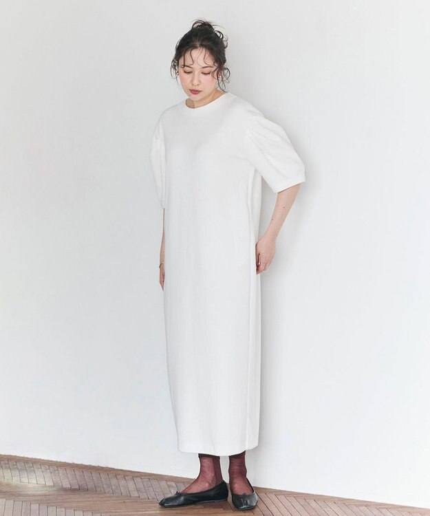 #Newans 【セレモニーにも/洗濯機可】パフスリーブロングワンピース​ ホワイト