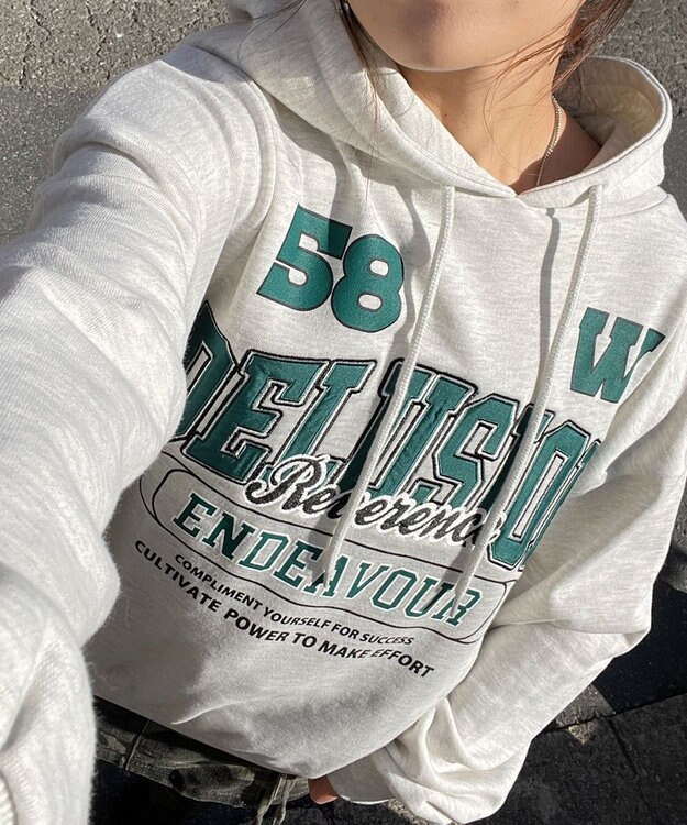 WEGO ロゴビッグプルパーカー ライトグレー